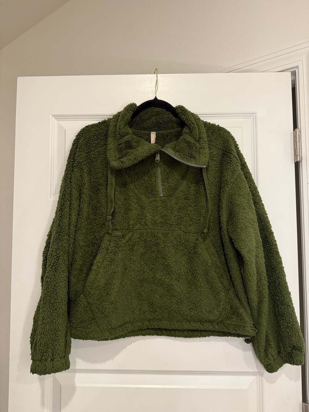 FP Movement Big Sky High Neck Pullover Green Fuzzy Sherpa Fleece XS